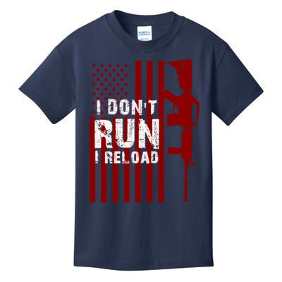 Funny Gun Lovers I Don't Run I Reload Gun Owners US Flag Kids T-Shirt