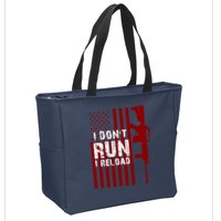 Funny Gun Lovers I Don't Run I Reload Gun Owners US Flag Zip Tote Bag