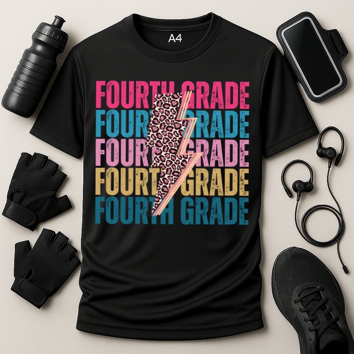 Fourth Grade Lighting Cheetah Back To School Cooling Performance Crew T-Shirt