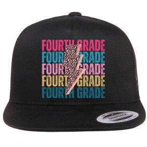 Fourth Grade Lighting Cheetah Back To School Flat Bill Trucker Hat