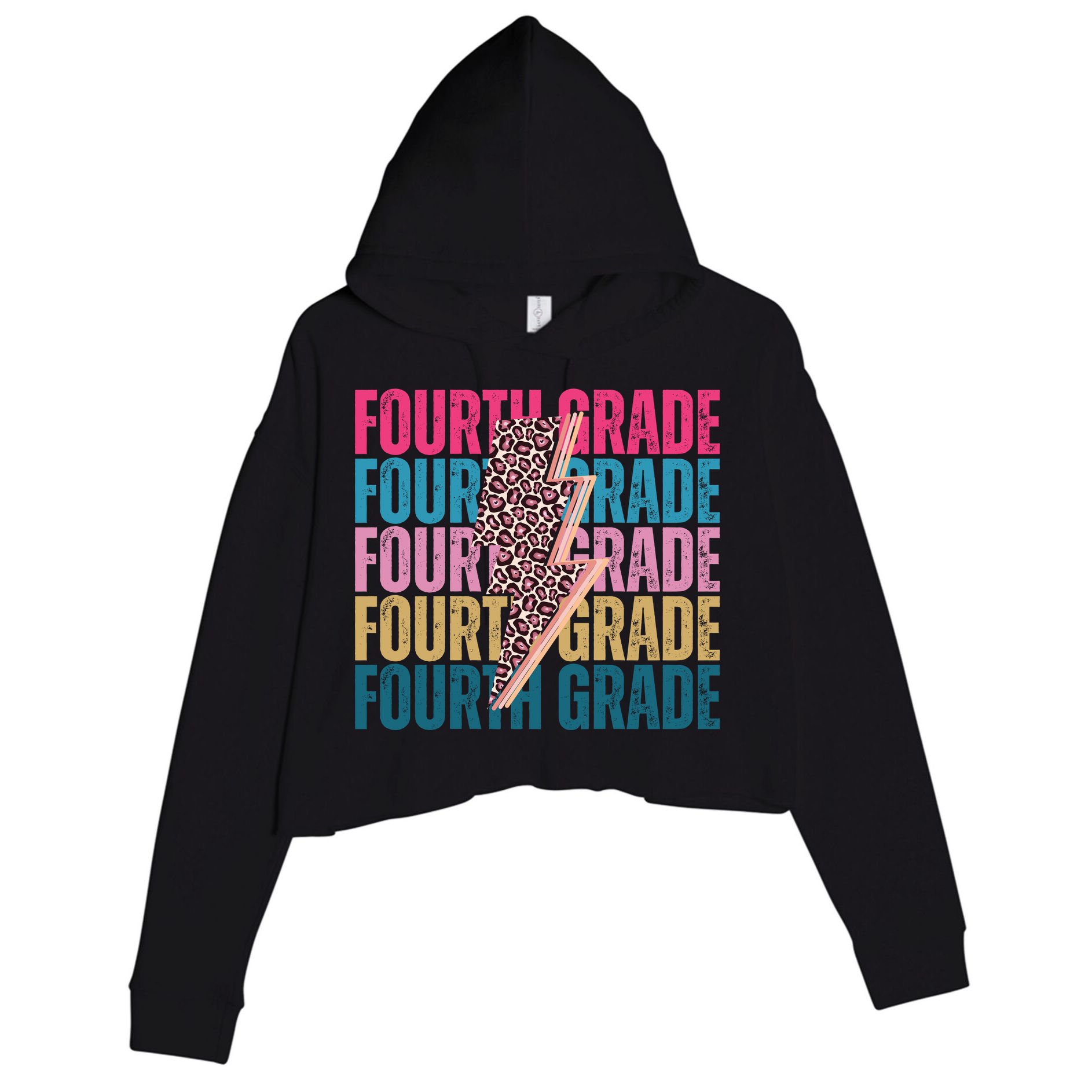 Fourth Grade Lighting Cheetah Back To School Crop Fleece Hoodie
