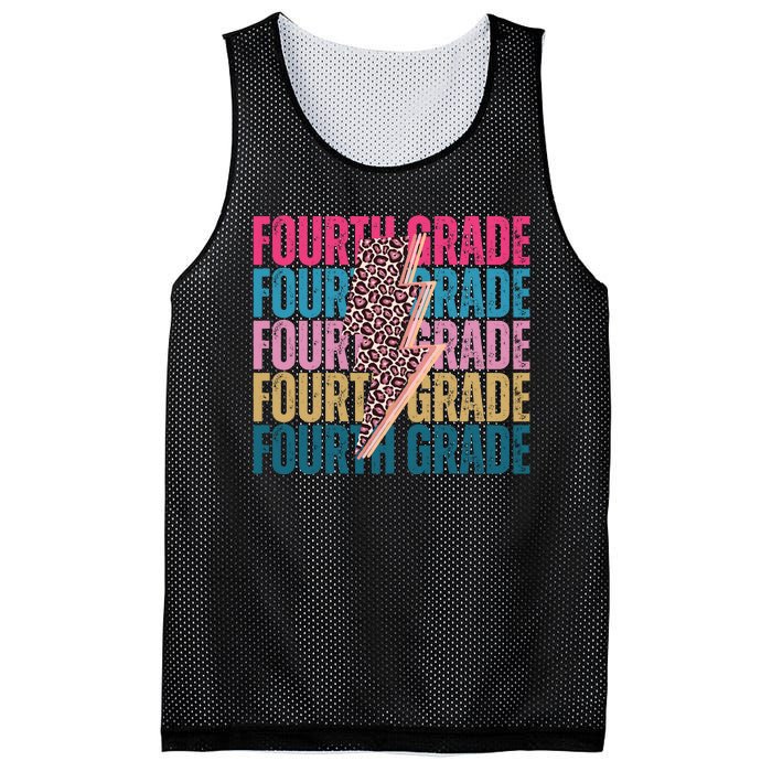 Fourth Grade Lighting Cheetah Back To School Mesh Reversible Basketball Jersey Tank