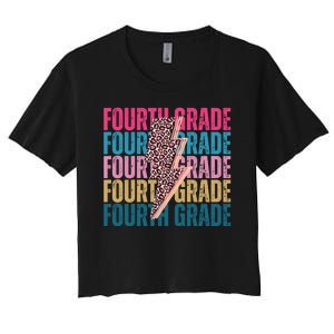 Fourth Grade Lighting Cheetah Back To School Women's Crop Top Tee