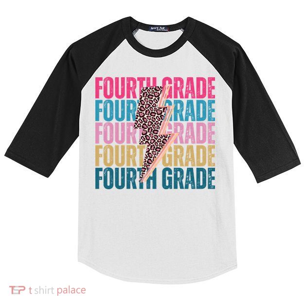 Fourth Grade Lighting Cheetah Back To School Kids Colorblock Raglan Jersey