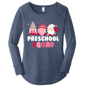 Funny Gnome Lover Preschool Squad Teacher Valentines Day Gift Women's Perfect Tri Tunic Long Sleeve Shirt