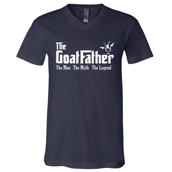 Funny Goat Lover Gifts For Dads And Men The Goat Father V-Neck T-Shirt