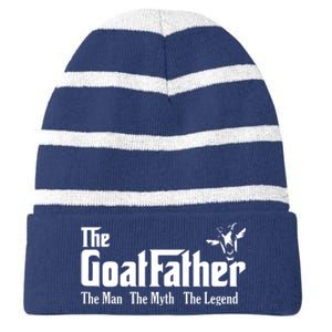 Funny Goat Lover Gifts For Dads And Men The Goat Father Striped Beanie with Solid Band