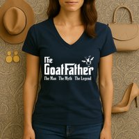 Funny Goat Lover Gifts For Dads And Men The Goat Father Women's V-Neck T-Shirt