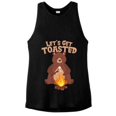 Funny Get Let's Toasted Camping Bear Ladies PosiCharge Tri-Blend Wicking Tank