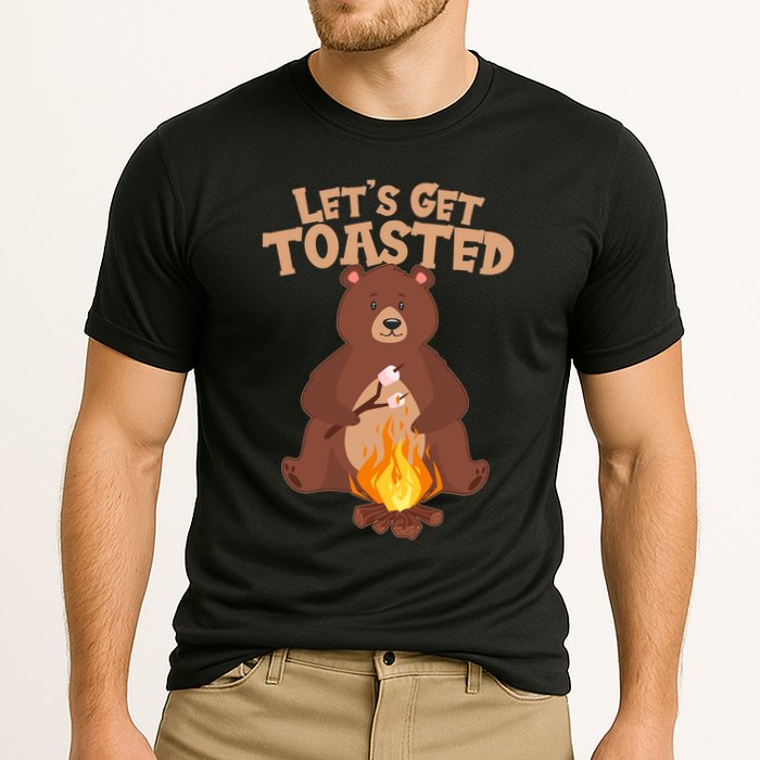 Funny Get Let's Toasted Camping Bear Cooling Performance Crew T-Shirt