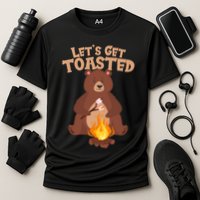 Funny Get Let's Toasted Camping Bear Cooling Performance Crew T-Shirt