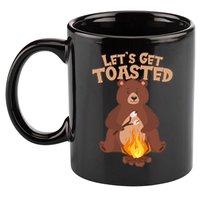 Funny Get Let's Toasted Camping Bear 11oz C Handle Ceramic Mug