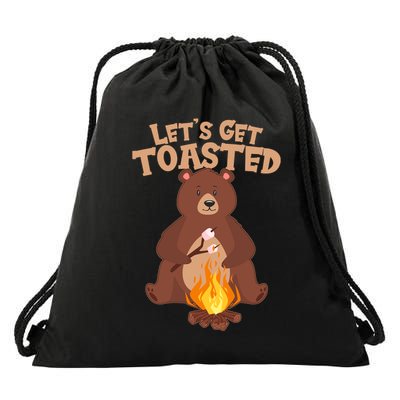 Funny Get Let's Toasted Camping Bear Drawstring Bag