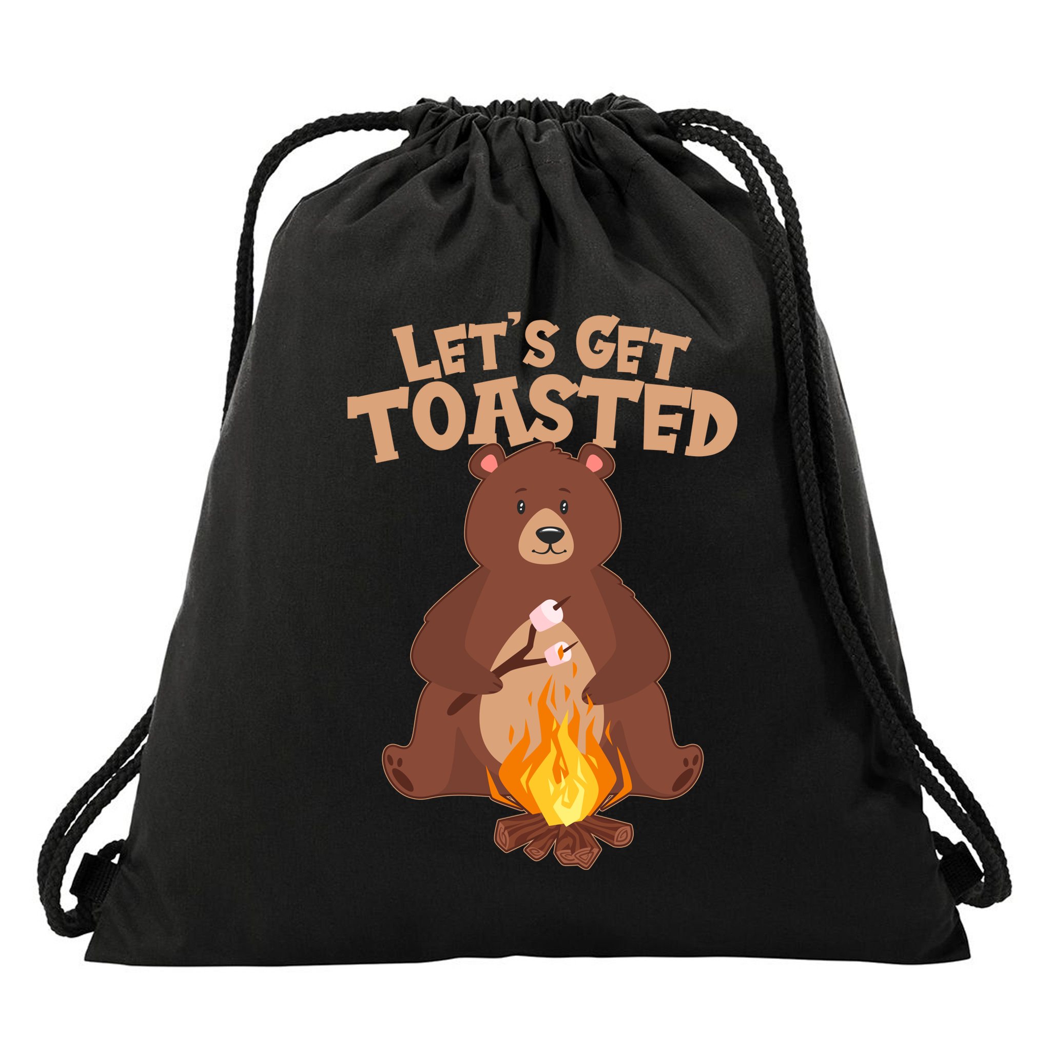 Funny Get Let's Toasted Camping Bear Drawstring Bag