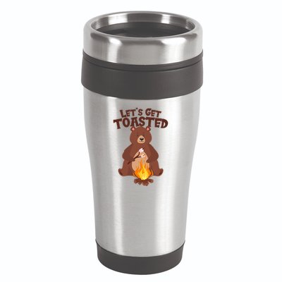 Funny Get Let's Toasted Camping Bear 16oz Travel Tumbler