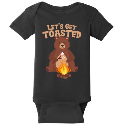 Funny Get Let's Toasted Camping Bear Baby Bodysuit