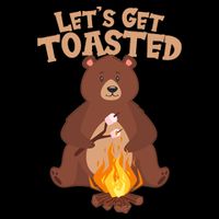 Funny Get Let's Toasted Camping Bear Wool Snapback Cap