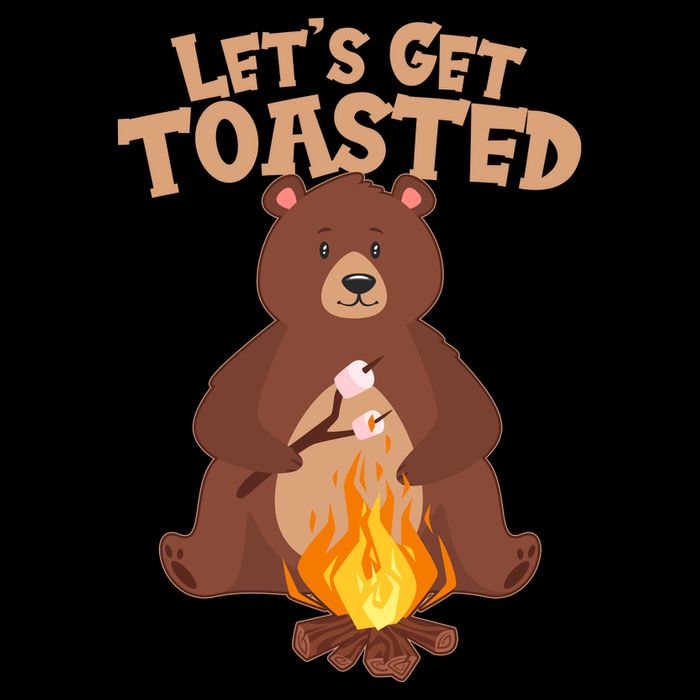 Funny Get Let's Toasted Camping Bear Wool Snapback Cap