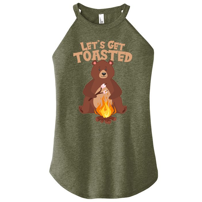 Funny Get Let's Toasted Camping Bear Women's Perfect Tri Rocker Tank
