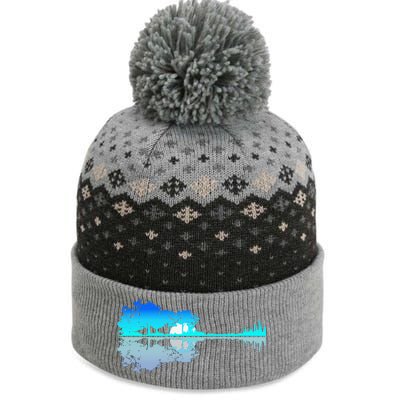 Funny Guitar Lake Shadow Love Guitar Musician The Baniff Cuffed Pom Beanie