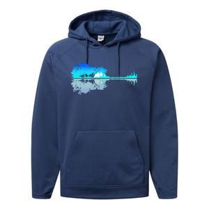 Funny Guitar Lake Shadow Love Guitar Musician Performance Fleece Hoodie