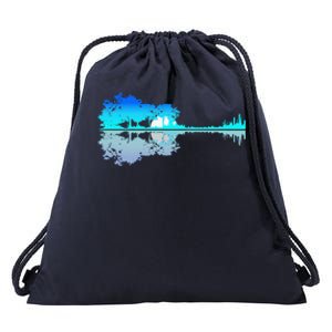 Funny Guitar Lake Shadow Love Guitar Musician Drawstring Bag