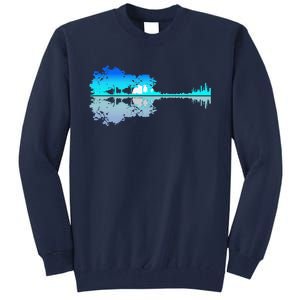 Funny Guitar Lake Shadow Love Guitar Musician Tall Sweatshirt