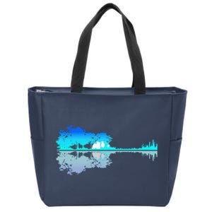 Funny Guitar Lake Shadow Love Guitar Musician Zip Tote Bag