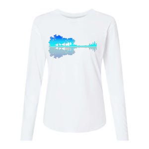 Funny Guitar Lake Shadow Love Guitar Musician Womens Cotton Relaxed Long Sleeve T-Shirt