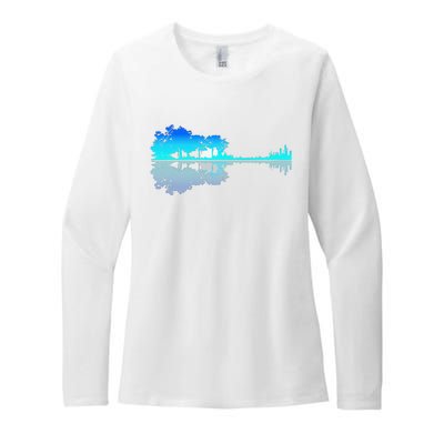 Funny Guitar Lake Shadow Love Guitar Musician Womens CVC Long Sleeve Shirt