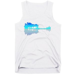 Funny Guitar Lake Shadow Love Guitar Musician Tank Top