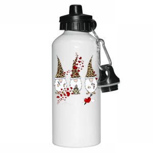 Funny Gnomes Leopard Red Hearts Valentines Day Gift Aluminum Water Bottle