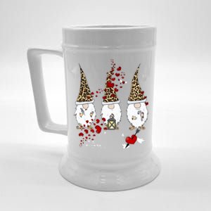 Funny Gnomes Leopard Red Hearts Valentines Day Gift Beer Stein