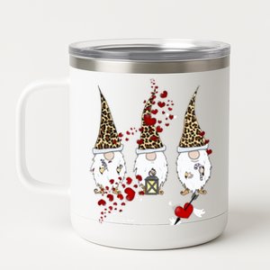 Funny Gnomes Leopard Red Hearts Valentines Day Gift 12 oz Stainless Steel Tumbler Cup