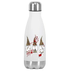 Funny Gnomes Leopard Red Hearts Valentines Day Gift Stainless Steel Insulated Water Bottle