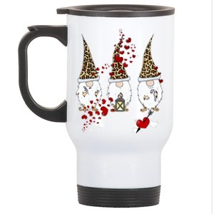 Funny Gnomes Leopard Red Hearts Valentines Day Gift Stainless Steel Travel Mug