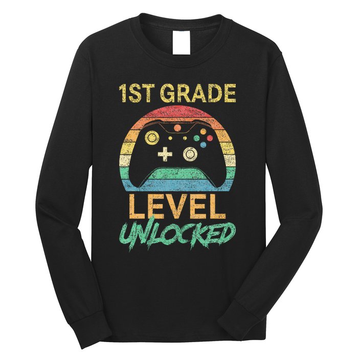 First Grade Level Unlocked Gamer 1st Day Of School Long Sleeve Shirt