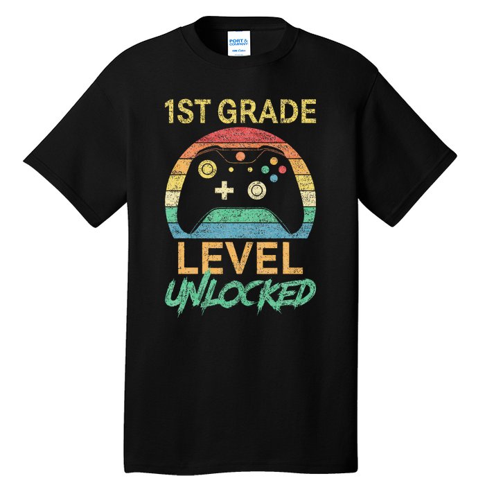 First Grade Level Unlocked Gamer 1st Day Of School Tall T-Shirt