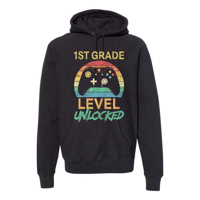 First Grade Level Unlocked Gamer 1st Day Of School Premium Hoodie