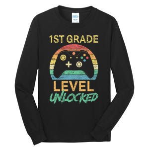 First Grade Level Unlocked Gamer 1st Day Of School Tall Long Sleeve T-Shirt