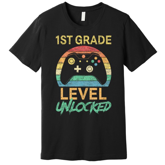 First Grade Level Unlocked Gamer 1st Day Of School Premium T-Shirt