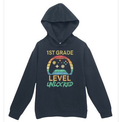 First Grade Level Unlocked Gamer 1st Day Of School Urban Pullover Hoodie