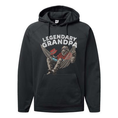 Funny Grandpa Legendary Saying Performance Fleece Hoodie