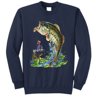 Fishing Graphic Large Mouth Bass Fish Sweatshirt