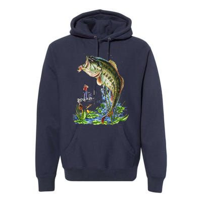 Fishing Graphic Large Mouth Bass Fish Premium Hoodie