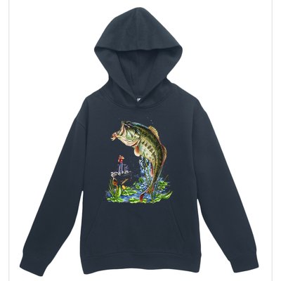 Fishing Graphic Large Mouth Bass Fish Urban Pullover Hoodie