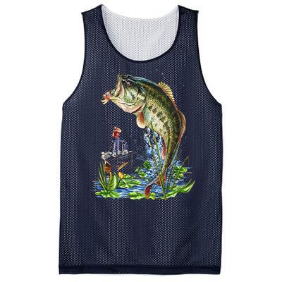 Fishing Graphic Large Mouth Bass Fish Mesh Reversible Basketball Jersey Tank