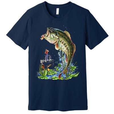 Fishing Graphic Large Mouth Bass Fish Premium T-Shirt