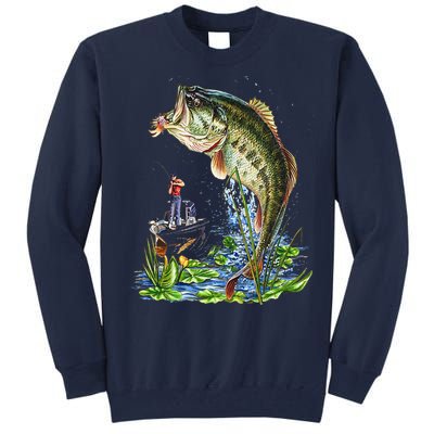 Fishing Graphic Large Mouth Bass Fish Tall Sweatshirt