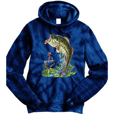 Fishing Graphic Large Mouth Bass Fish Tie Dye Hoodie